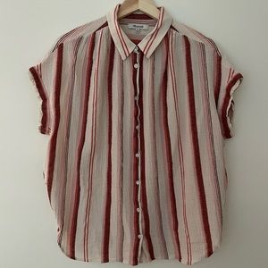 Madewell gauze central red and pink stripe shirt